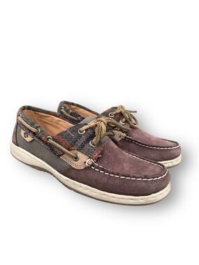 Sperry Top-Sider Women's Bluefish Wool Boat Shoe Dark Brown Leather Size 6.5